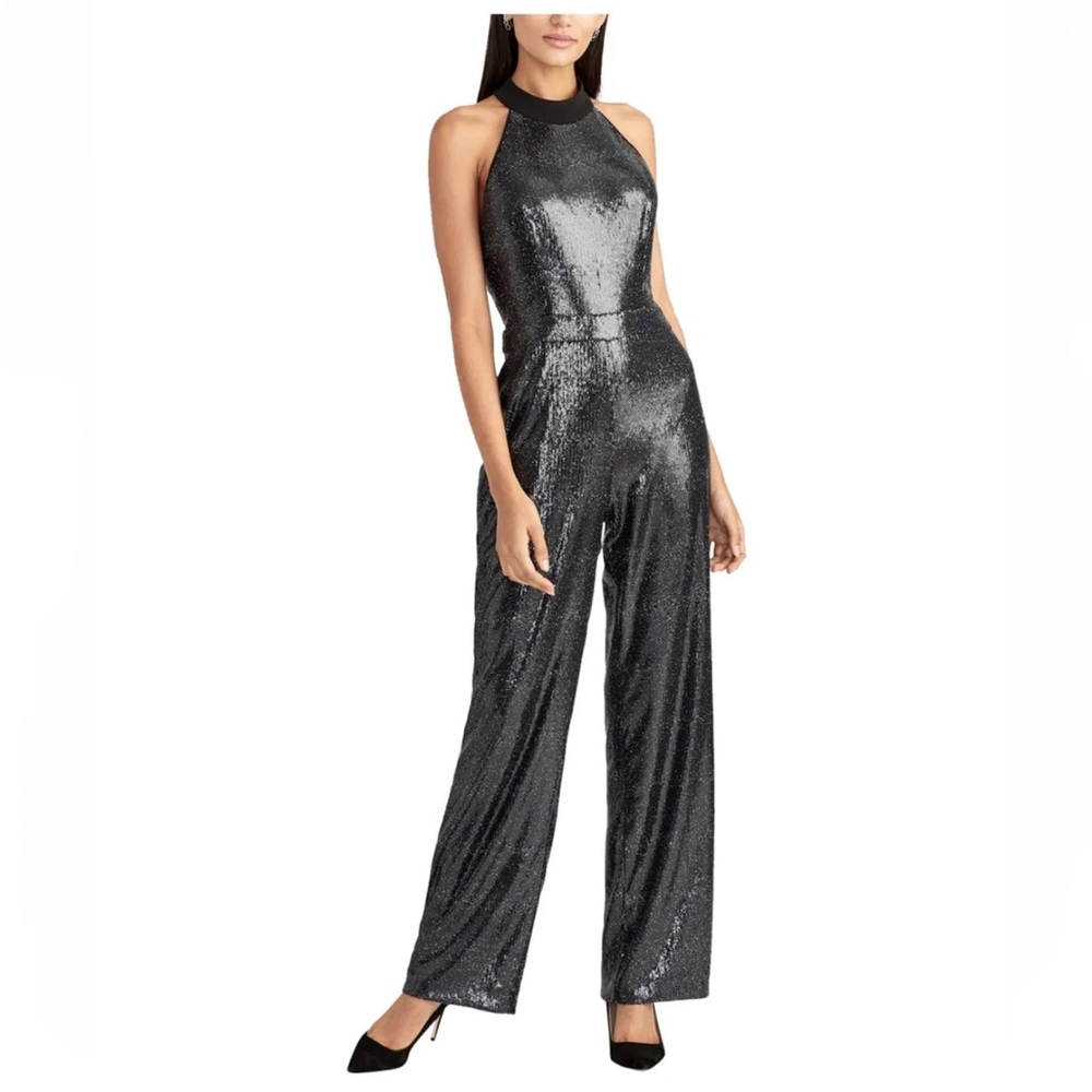 RACHEL Rachel Roy Black Sequin Jumpsuit Size: 6